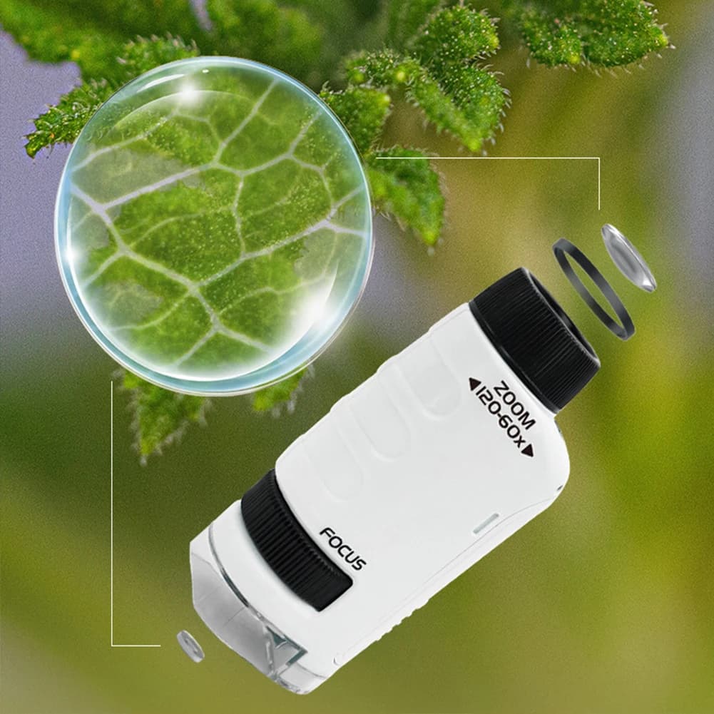 Edukacyjny Mini Mikroskop Ręczny z podświetleniem LED 60-120X