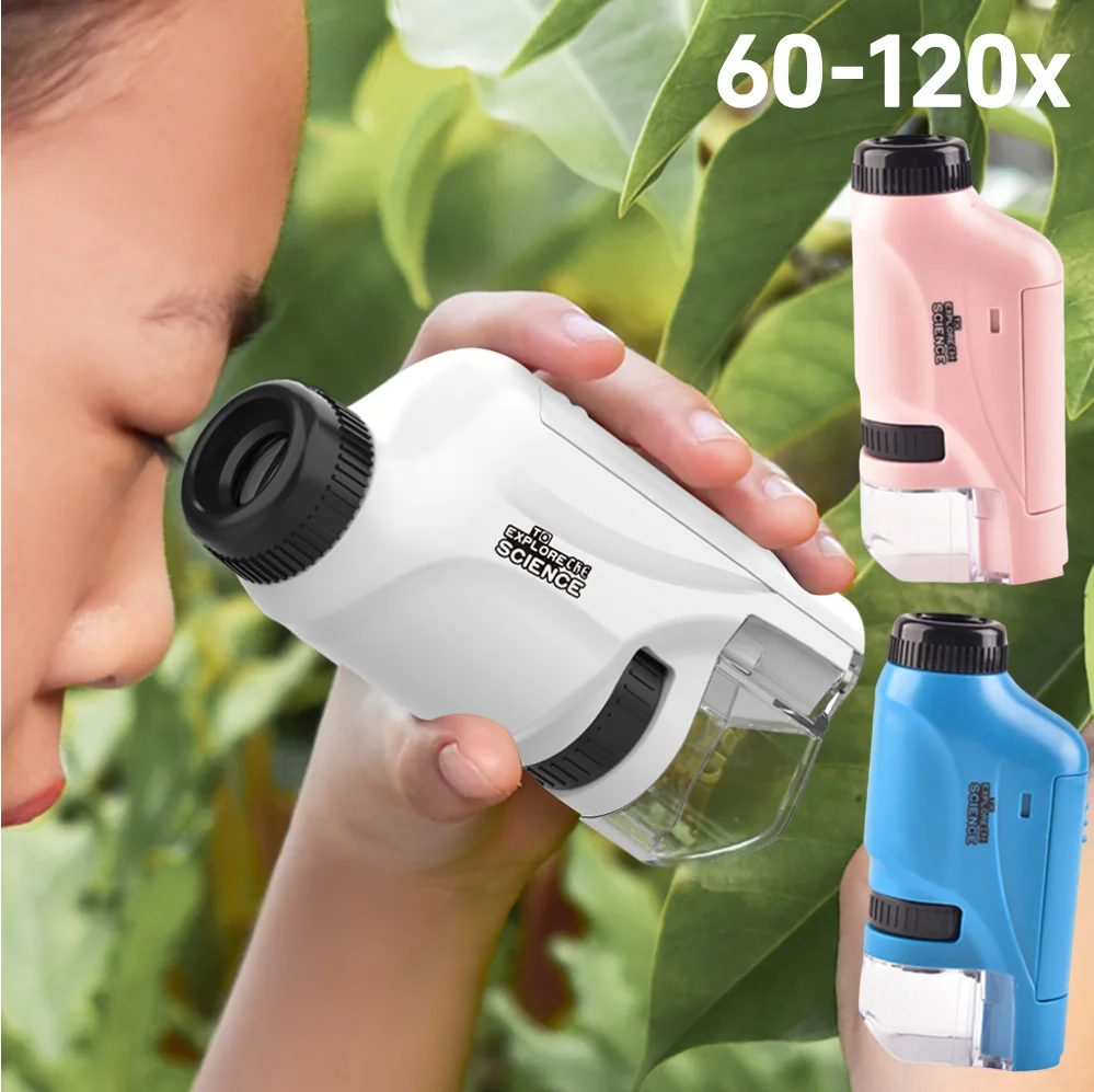 Edukacyjny Mini Mikroskop Ręczny z podświetleniem LED 60-120X