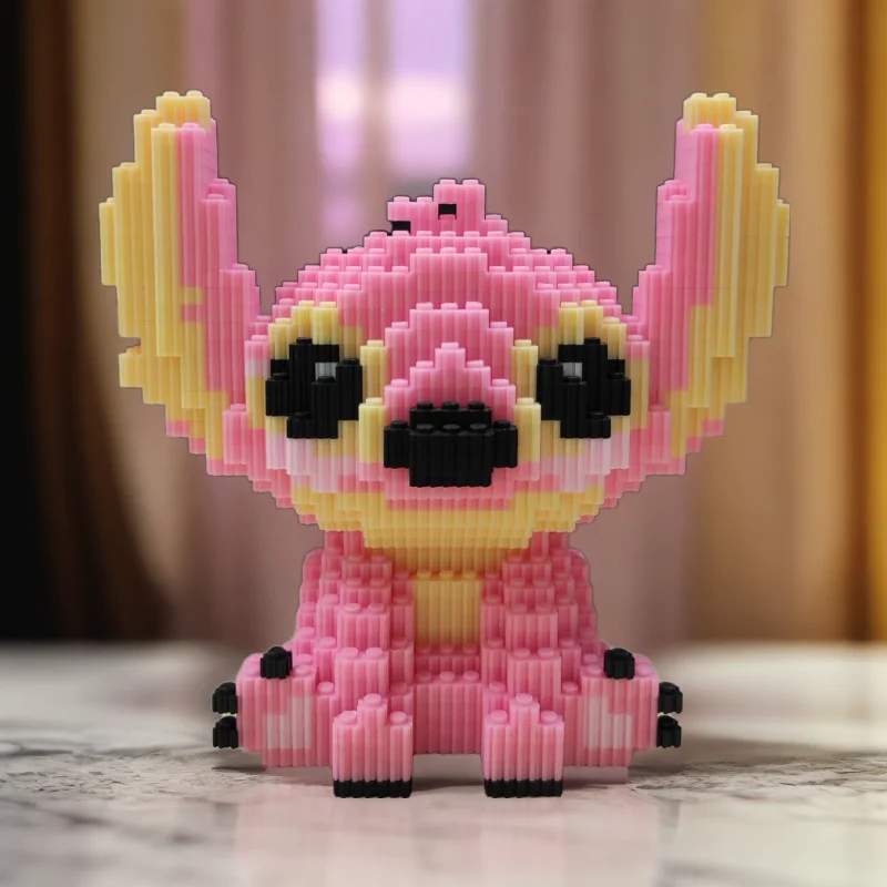 21CM Cute Stitch Building Block Toys Small Particle Bricks DIY 3D Model Assembly Children's Building Block Toys Birthday Gift