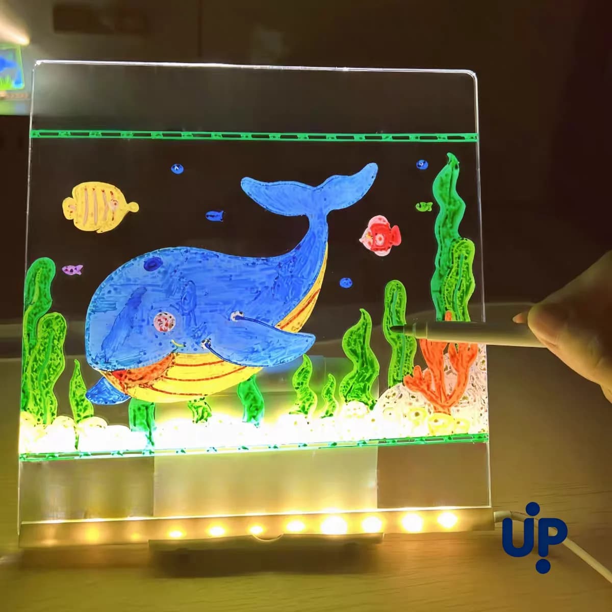 Light Up Acrylic Message Board Rewritable DIY Children's Glowing Drawing Board Message Lamp With 7 Colorful Pens