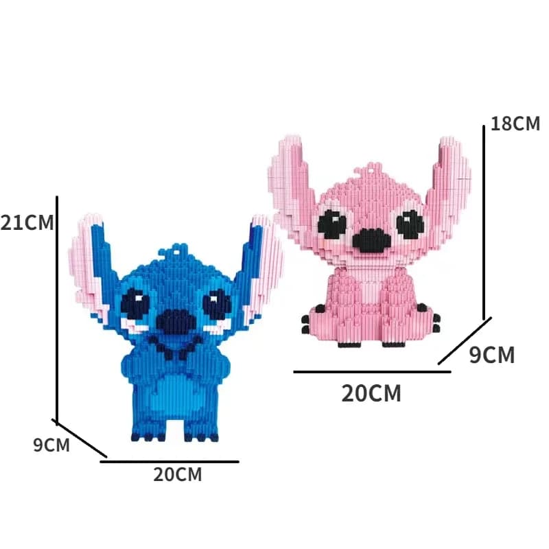 21CM Cute Stitch Building Block Toys Small Particle Bricks DIY 3D Model Assembly Children's Building Block Toys Birthday Gift